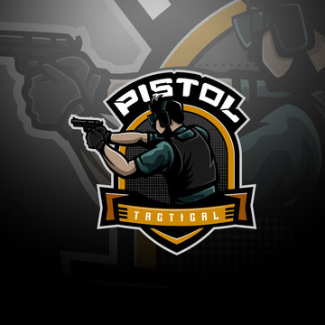 Pistol fighting tactical logo team