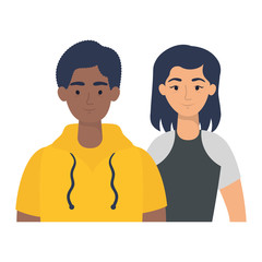 young interracial couple avatars characters