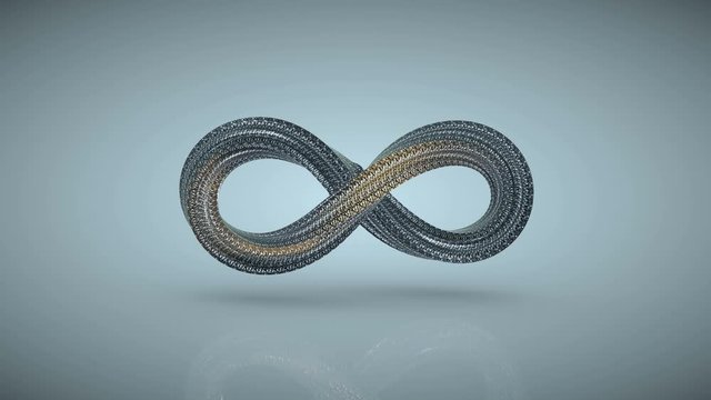 Infinity symbol is twisting. Futuristic technologies or mathematical science concept. Seamless loop 3D render animation