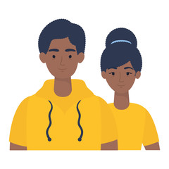 young afro couple avatars characters