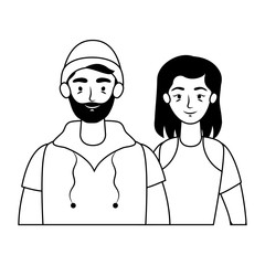 young lovers couple avatars characters