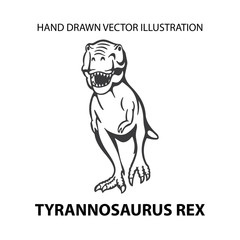 Dinosaur. Angry tyrannosaurus rex. Hand-drawn dinosaur vector illustration. Tyrannosaurus sketch drawing isolated on white. Part of set.