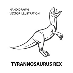 Dinosaur. Angry tyrannosaurus rex. Hand-drawn dinosaur vector illustration. Tyrannosaurus sketch drawing isolated on white. Part of set.