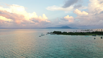 Aerial view beautiful landscape, island and blue ocean in Semporna, Sabah, Malaysia also the home...