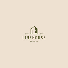 Initial H home logo hipster vintage retro vector line outline art icon
