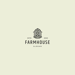 Barn logo hipster vintage retro vector line outline art icon