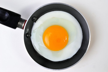 huevo cocinándoselas en una sartén