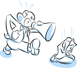 ビジネスマン イラスト:パワハラ パワーハラスメント 圧力 いじめ 上司 部下