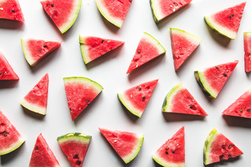Watermelon pattern. Red watermelon on white background. Summer concept.