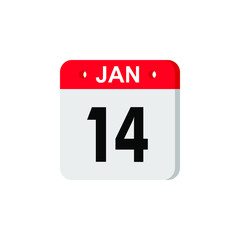 January 14 Calendar Daily Icon. Illustration Emblem. Element of Design for Decoration Office Documents and Applications. Logo of Day, Date, Month and Holiday. New Year.