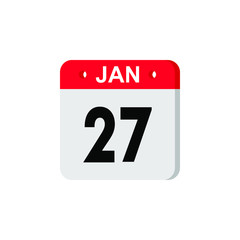 Fototapeta premium January 27 Calendar Daily Icon. Illustration Emblem. Element of Design for Decoration Office Documents and Applications. Logo of Day, Date, Month and Holiday. New Year.