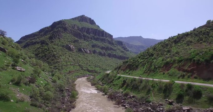 River and mountain in the Kurdistan village