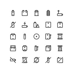 Set of battery, lithium, electricity, outline style icon - vector