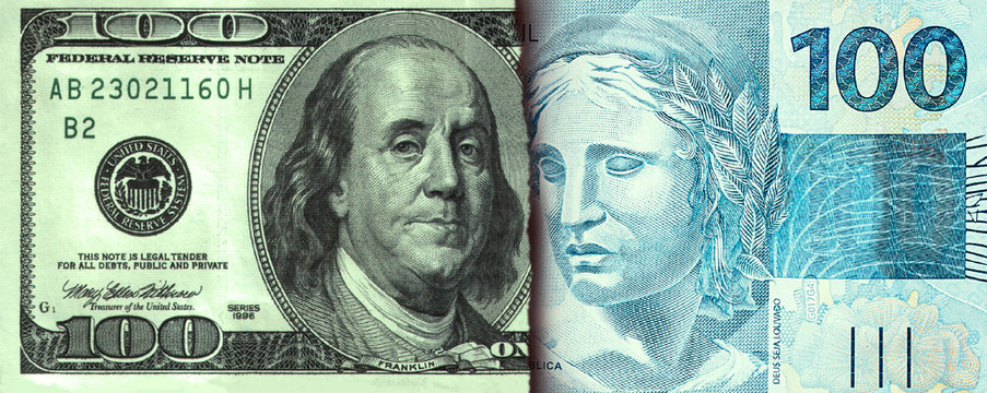 dollar and brazilian real, high dollar concept in brazil. Brazilian stock exchange.