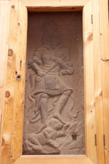 Buddhist sculpture in Bingling Temple and grottoes, Yongjing, Gansu Province, China.UNESCO World heritage site.(Silk Roads: the Routes Network of Chang'an-Tianshan Corridor)