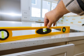 Leveling with countertops of making a modern domestic kitchen cabinets
