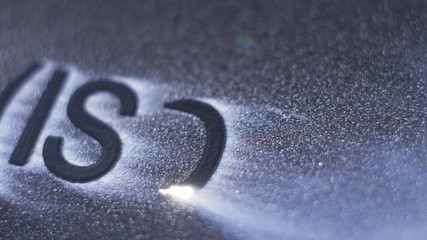 Laser Marking Machine Engraving. Manufacture of plastic water pipes of the factory. Process of making plastic tubes on the machine tool with the use of water and air pressure.