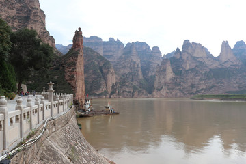 Landscape at Bingling Temple, Yongjing, Gansu Province, China.UNESCO World heritage site.(Silk Roads: the Routes Network of Chang'an-Tianshan Corridor)