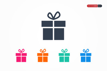 Gift Icons Set isolated on white background. Flat Vector Icon Design Template Element