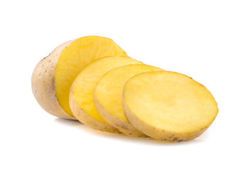sliced potato an isolated on white background