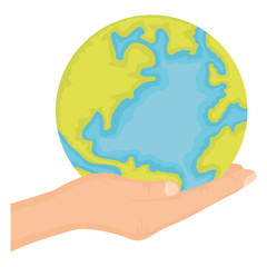 hand lifting world planet earth