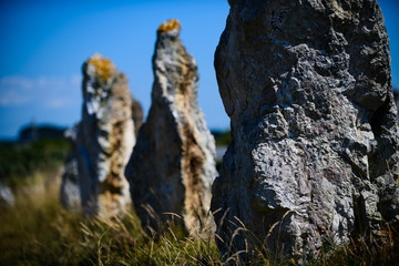 The alignment of Lagatjar is an interesting alignment of menhir in France, near Camaret sur mer. Finister. Brittany. France