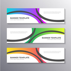 Business Banner template with colorful wavy background, Layout Background Design, Corporate Geometric web header or footer in gradient