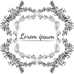 Tropical hand drawn floral frames. Outline set. Jungle foliage illustration. Floral set. Hand drawing. Vector isolated collection. Natural spring wedding card. Summer tropical leaf. Botanical frames