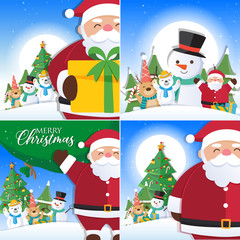 Christmas background with Santa Claus and Merry Christmas