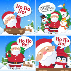 Christmas background with Santa Claus and Merry Christmas