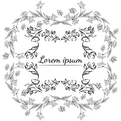 Tropical hand drawn floral frames. Outline set. Jungle foliage illustration. Floral set. Hand drawing. Vector isolated collection. Natural spring wedding card. Summer tropical leaf. Botanical frames