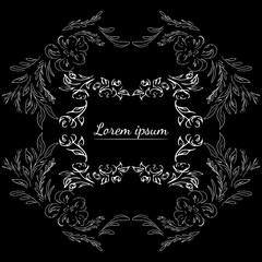 Tropical hand drawn floral frames. Outline set. Jungle foliage illustration. Floral set. Hand drawing. Vector isolated collection. Natural spring wedding card. Summer tropical leaf. Botanical frames