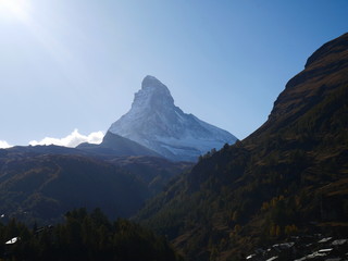 Alps with Matterhorn, Zermatt, Switzerland and the autumn sky
