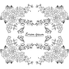 Tropical hand drawn floral frames. Outline set. Jungle foliage illustration. Floral set. Hand drawing. Vector isolated collection. Natural spring wedding card. Summer tropical leaf. Botanical frames