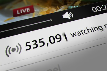 Live Streaming on Social Media Concept. Video Counter Quickly Increasing Views. 