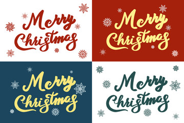 Set of Merry Christmas vector text Calligraphic Lettering design card template. Creative typography for Holiday Greeting Gift Poster. Calligraphy Font style Banner.