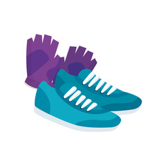 fingerless glove with shoes of sport vector illustration design
