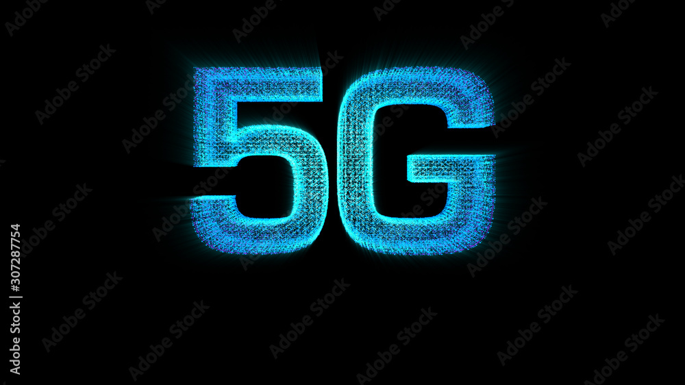 Poster Futuristic global 5G worldwide communication via broadband internet connections between cities around the world with matrix particles continent map for head up display background