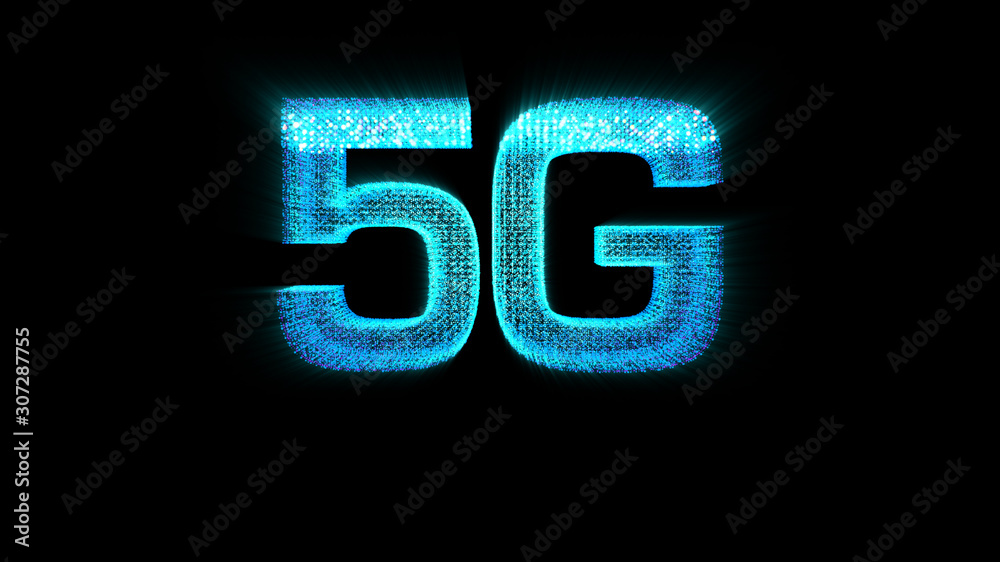 Poster Futuristic global 5G worldwide communication via broadband internet connections between cities around the world with matrix particles continent map for head up display background