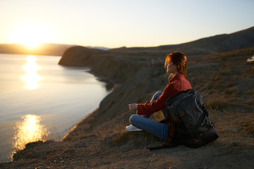 woman on top of mountain