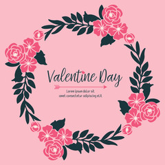 Valentine day banner, with beautiful pink flower frame. Vector