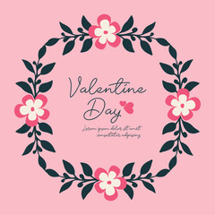 Fototapeta na wymiar Card valentine day, with design leaf flower frame. Vector