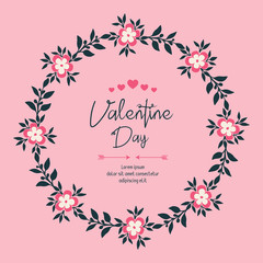 Card valentine day, with design leaf flower frame. Vector