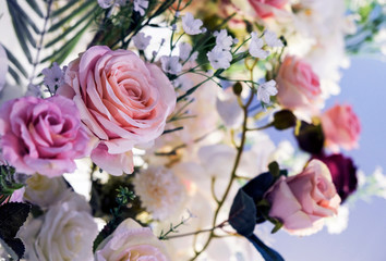 Artificial flowers at the wedding