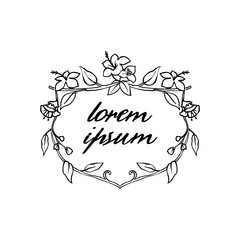 Hand drawn floral leaf and flower frame design template