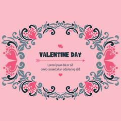Text valentine day, love, with leaves frame. Vector
