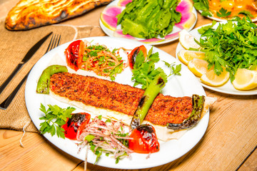 Delicious Turkish Adana kebabs
