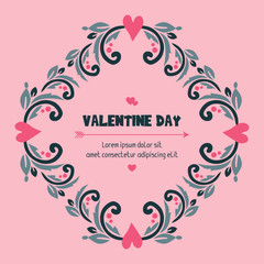 Celebration card valentine day, with leaves frame ornament. Vector