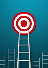 Stand out from the crowd and think different creative idea concepts. Longest white ladder and...