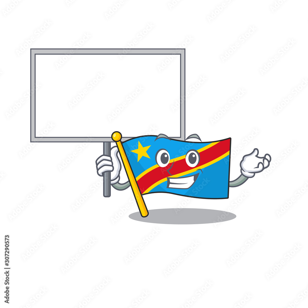 Sticker Smiling flag democratic republic cute cartoon style Bring board